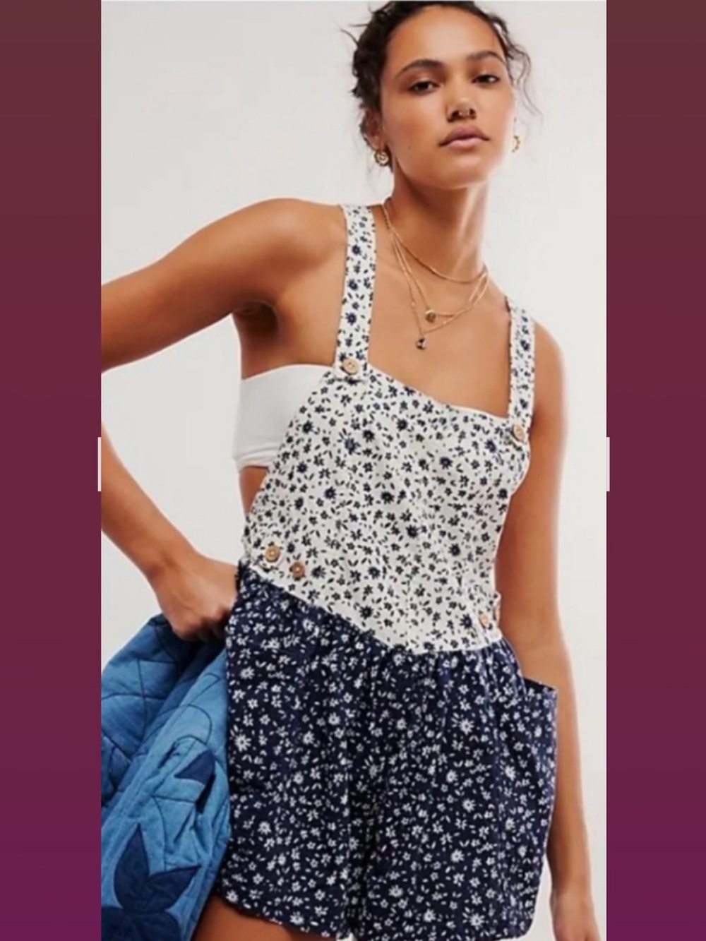 NWOT Free People Palm Bay Printed Shortalls LARGE
